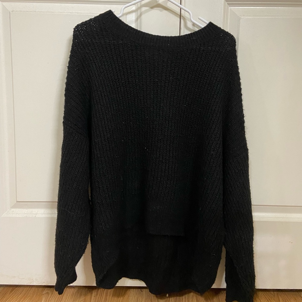 Hi-low black sweater